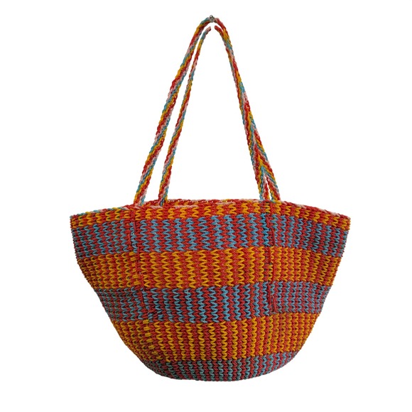 Handbags - Boho Woven Straw Tote Bag Multi Color Striped Beach Shoulder Bag Summer Purse